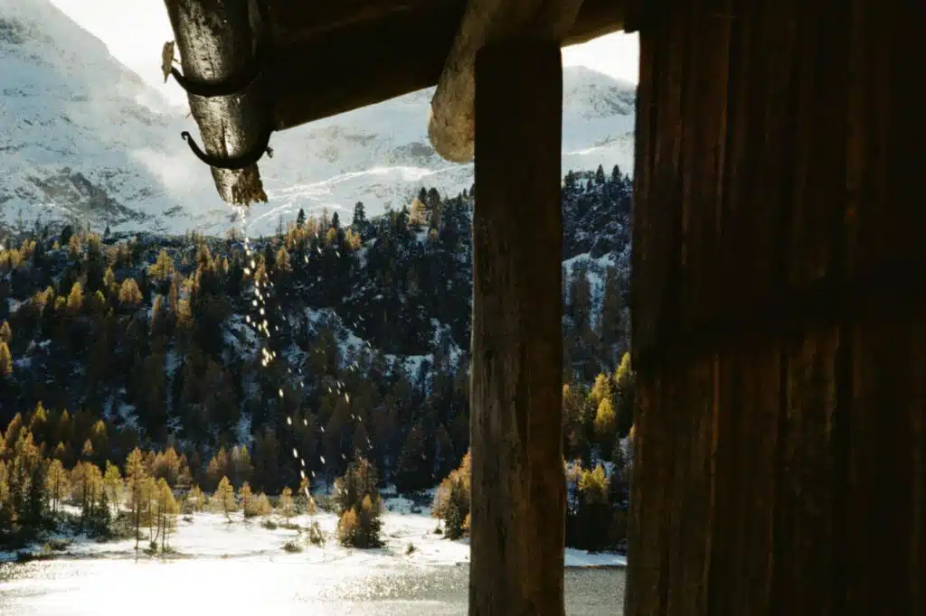 The image shows a view at the Mountains in Innsbruck, Austria